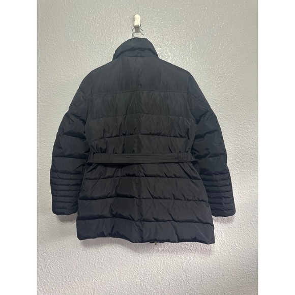 Michael Kors Black Belted Puffer Coat Jacket Gold Hardware Womens PM Petite Med - Picture 7 of 7